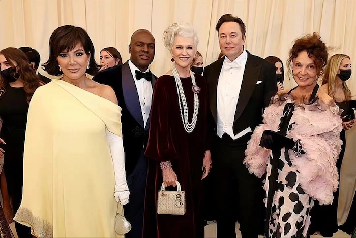 Kris Jenner (first from left), Mayer Musk (third from left)