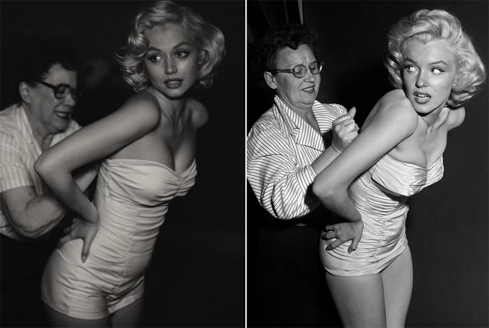 Armas version of Monroe (left) compared with the real Monroe