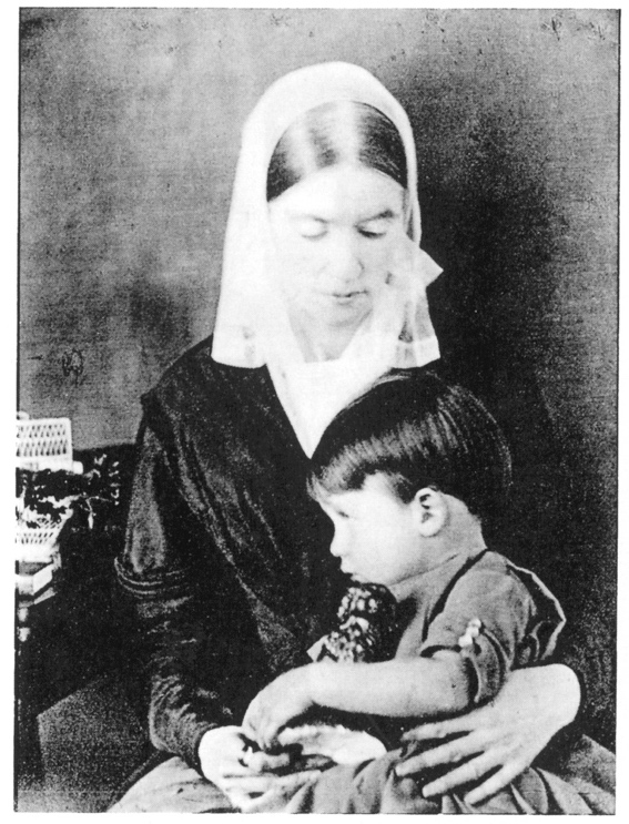 Lydian Jackson Emerson (1802-1892), Emerson's second wife and mother of children, pictured with second son Edward (1844-1930) in 1847 (with permission from the Concord Public Library post remake)