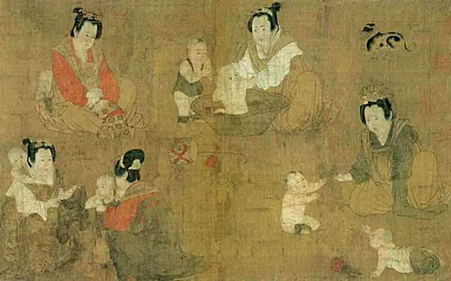 Song Anonymous Imitation of Zhou Fang's "Baby Playing" Now in the collection of the Metropolitan Museum of Art