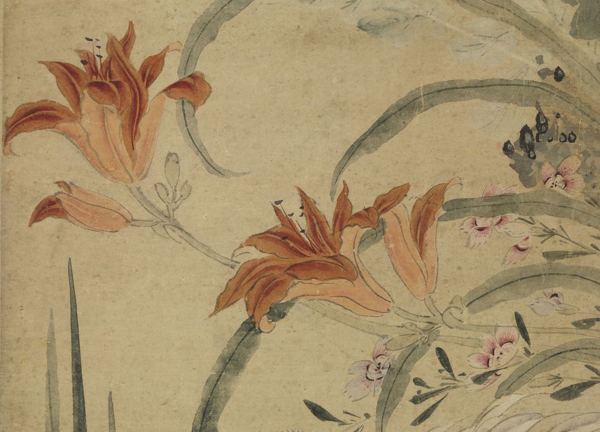 (Biography) Yuan Zhang Zhong Sketch of Flowers and Birds Scroll (detail) Collection of the National Palace Museum, Taipei