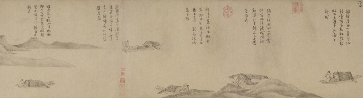 Figure 1 Yuan Dynasty, Wu Zhen's "Fisherman's Scroll" (part), on paper, 33cm in length, 651.6cm in width, in the collection of Shanghai Museum