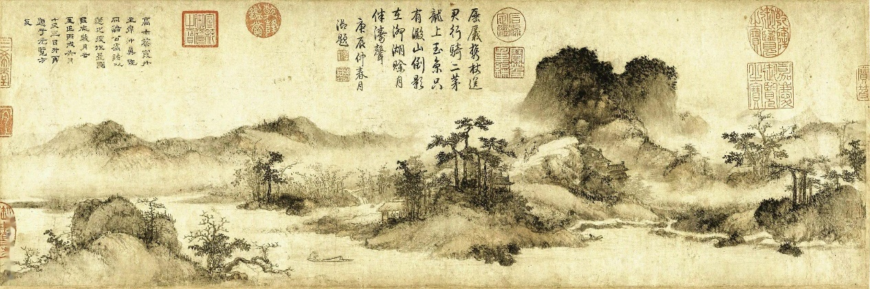 Figure 7 Yuan Dynasty, Li Sheng, Farewell to Dianhu, 1346, ink and color on paper, 23.0 x 68.4 cm, in the collection of Shanghai Museum.