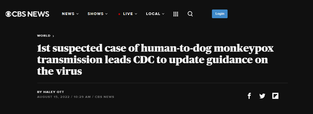 Media reports that the US CDC has changed its prevention and control guidelines, source cbsnews.com