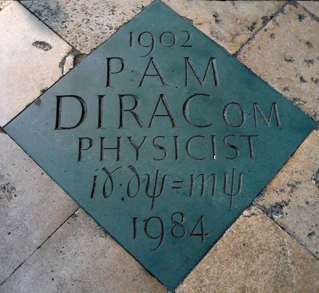 Dirac's monument, with Dirac's equations engraved on it. From Huipu WeChat official account