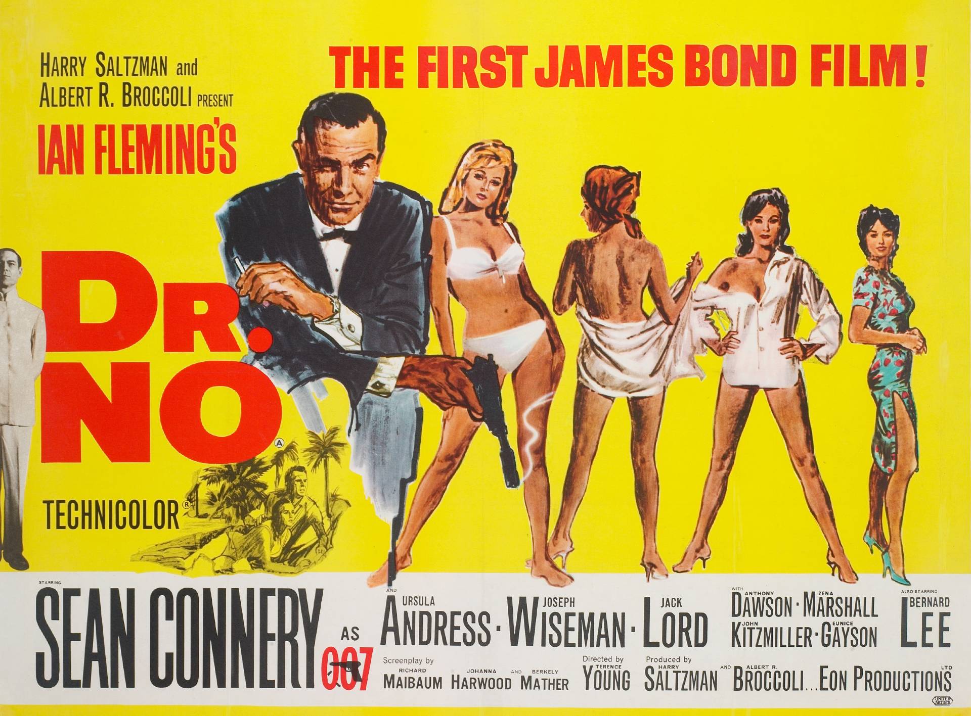 Movie poster for the UK premiere of Dr No on 6 October 1962