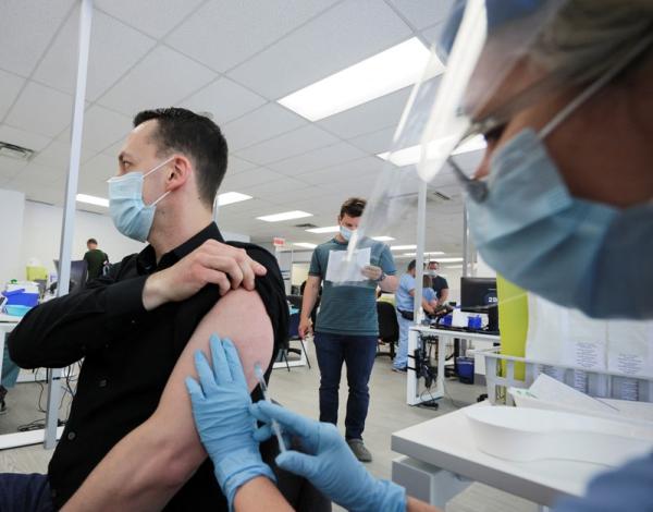 Image: A man receives a monkeypox vaccination in Montreal, Canada, on June 7