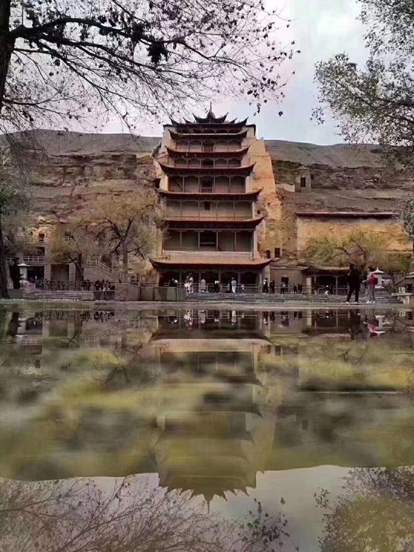 On July 17, 2019, the water accumulation caused by the rain in the Mogao Grottoes in Dunhuang