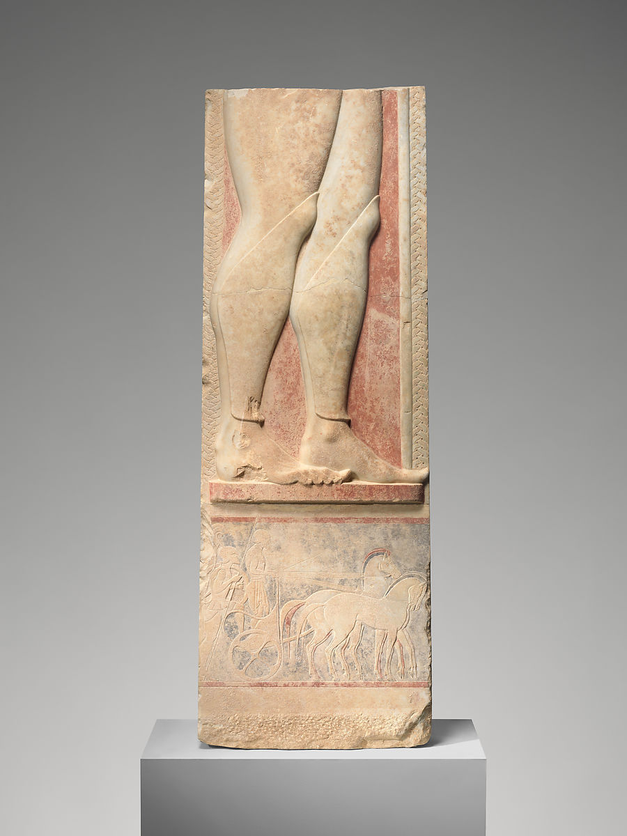 Fragment of a marble stele (tombstone) of an infantryman, Ancient Greece, c.525-515 BC