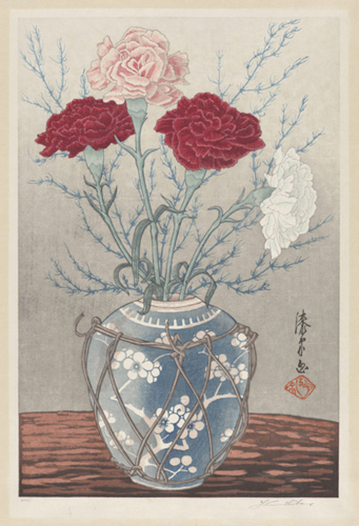 Ukiyo-e print depicting carnations