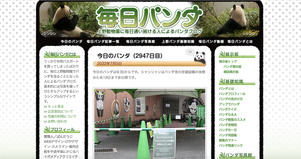 In 2011, Gao Guibo opened the "Daily Panda" blog to share panda knowledge and shooting experience. Screenshot of "Daily Panda" website