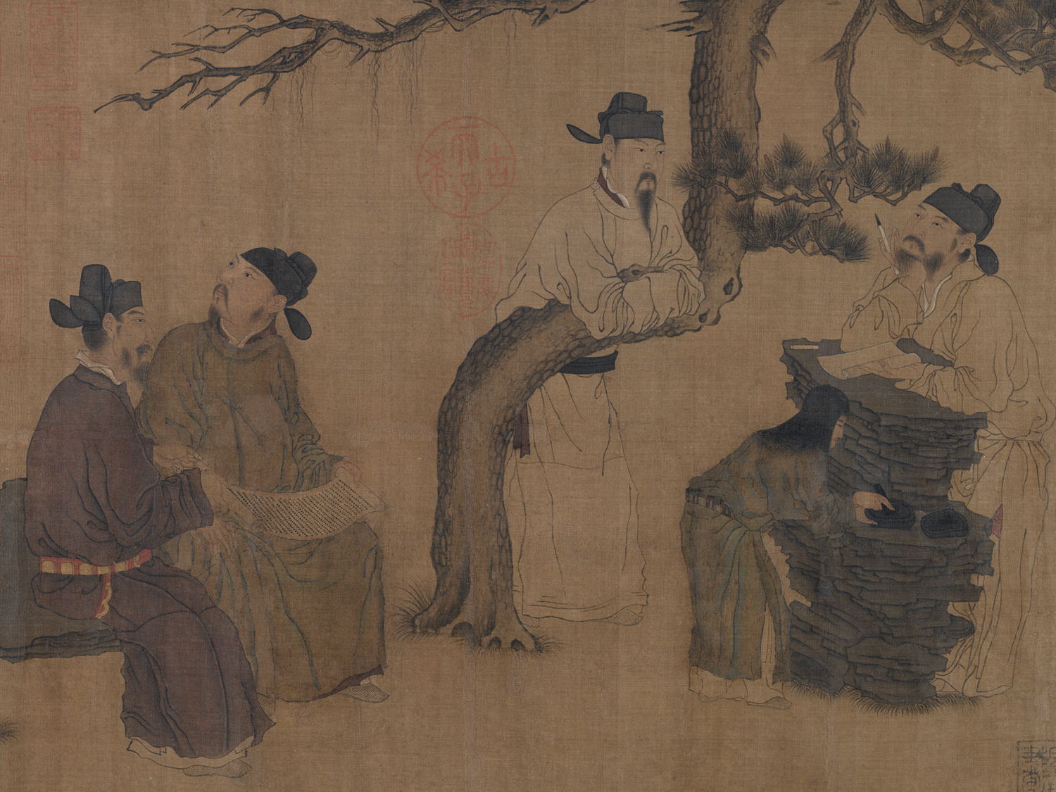 Five Dynasties Zhou Wenju "Liu Li Tang Figures" Volume (Part) Color on silk
