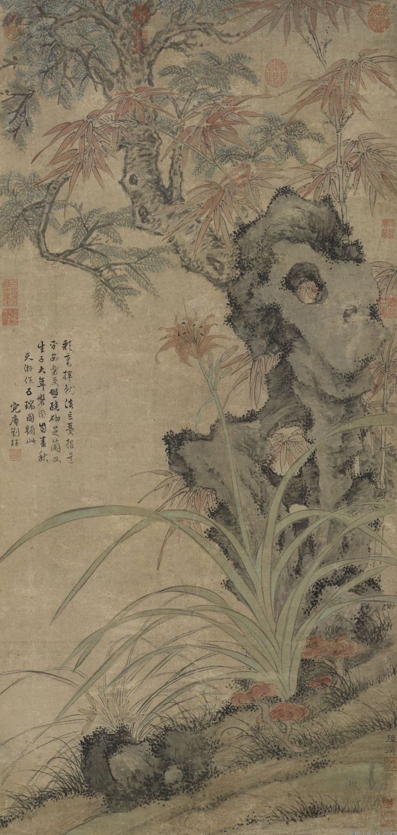 Yuan Lu Guang, Five Rui Figures, Axis, Collection of the National Palace Museum, Taipei