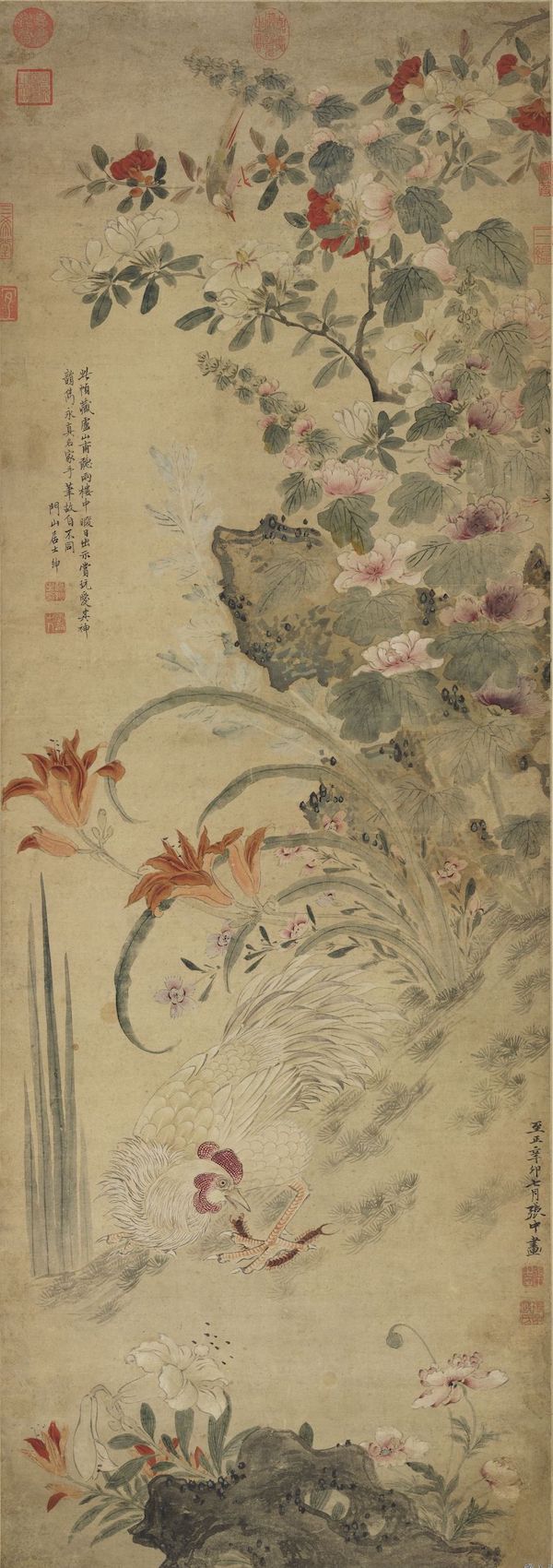 (Biography) Yuan Zhang Zhong, Sketches of Flowers and Birds, Scroll, Collection of the National Palace Museum, Taipei