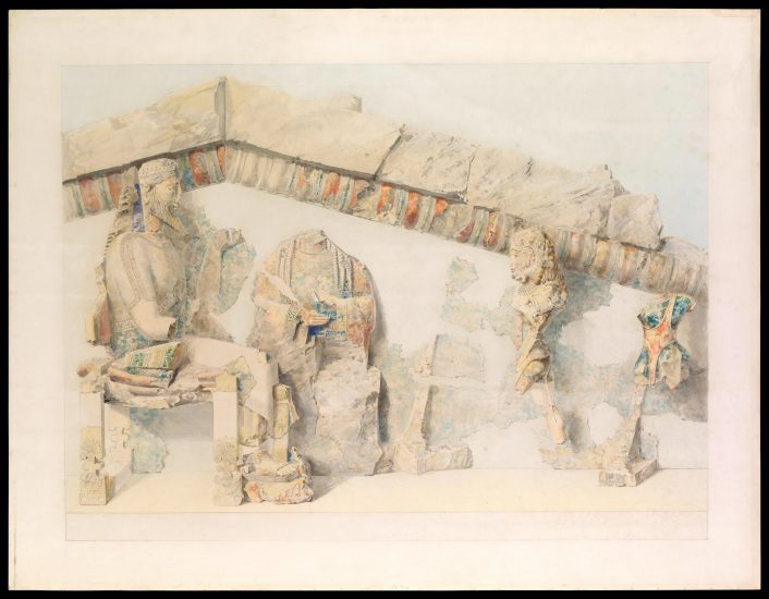 Emile Guilléron (1850–1924) Watercolors of Limestone Sculptures on the Acropolis