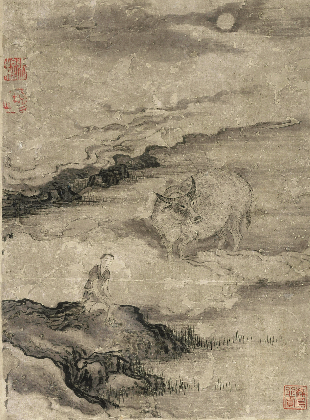 (Ming) Zhang Mu, Cattle Atlas, Xiang Forgetting, ink and color on paper, vertical 23.7 cm, horizontal 17.7 cm, donated by Mr. Yang Quan, collected by Guangzhou Art Museum
