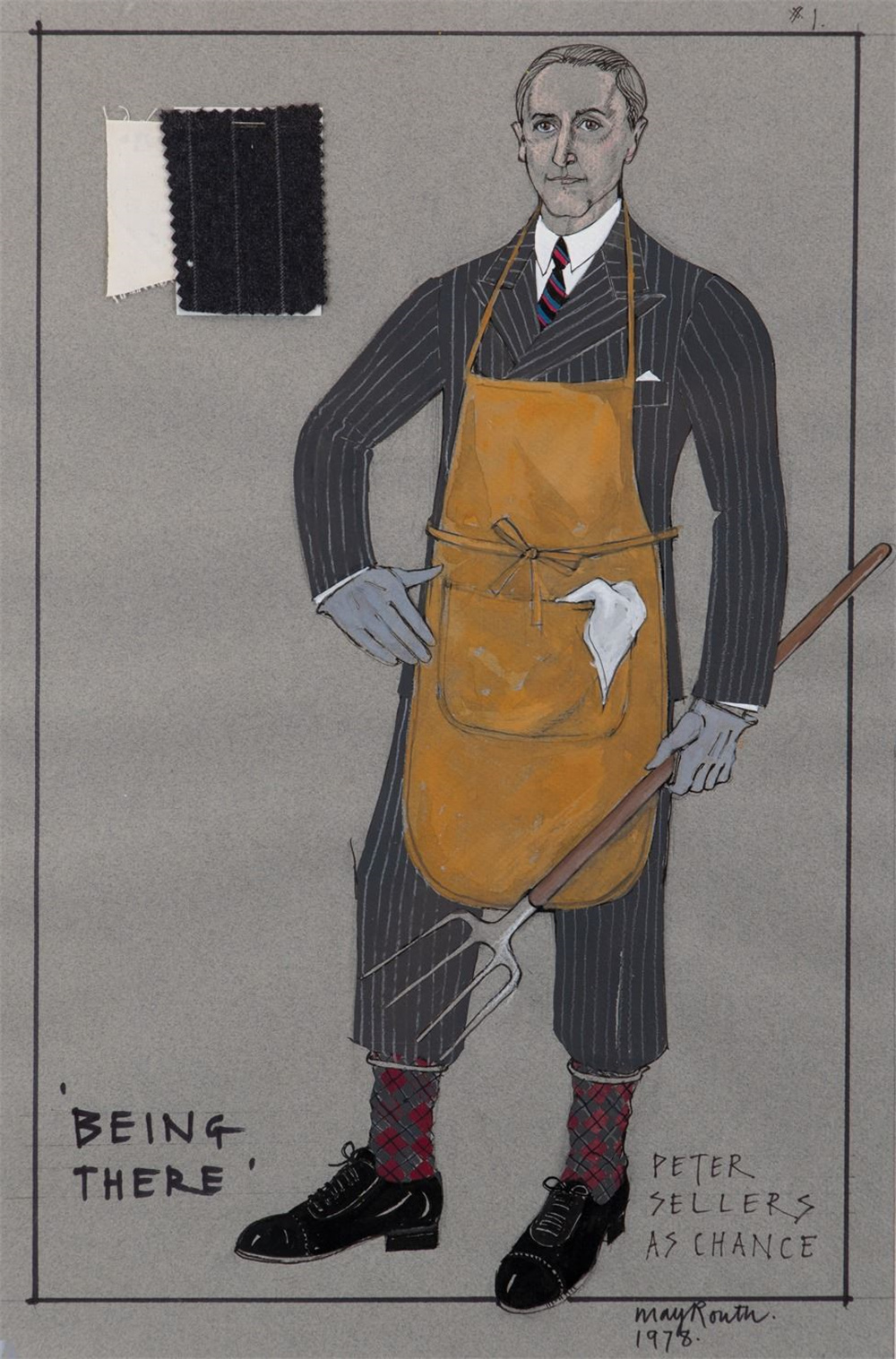 Mae Ruth's costume illustration for Peter Sellers in "Rich and Wealthy".