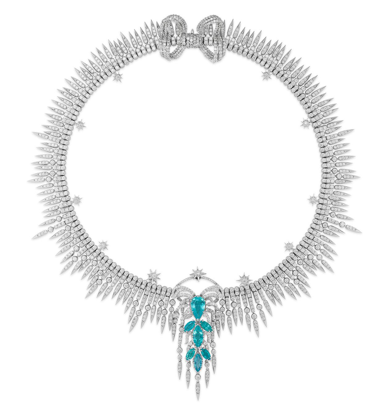 GUCCI Garden of Joy High Jewelry Collection Stars Falling Waterfall Paraiba Tourmaline Necklace