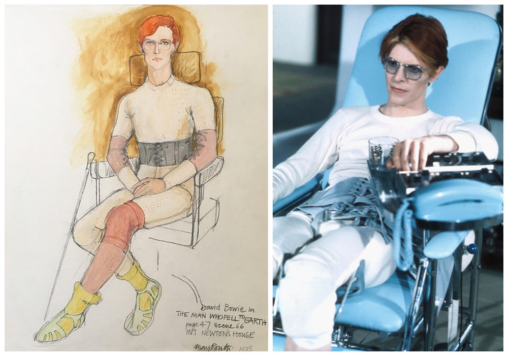 Mae Ruth's hand-painted fashion illustrations for "The Outsiders" compare to the costumes in the show.