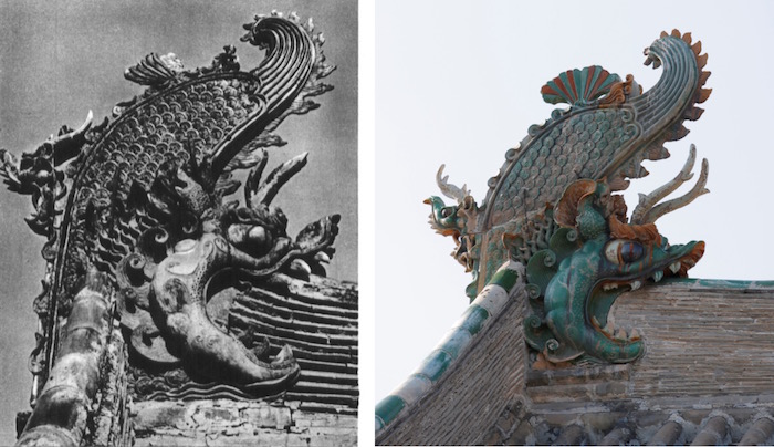 Comparison of old and new photos of the west owl kiss in Chongyang Palace