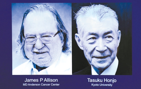 Allison (left) and Honjo (right) won the 2018 Nobel Prize in Physiology or Medicine for their discovery of immunosuppressive molecules.