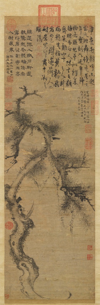 Figure 8 Yuan Dynasty, Yang Weizhen, "Cold Years", scroll, 98.1x32cm, ink and wash on paper, in the collection of the National Palace Museum, Taipei.