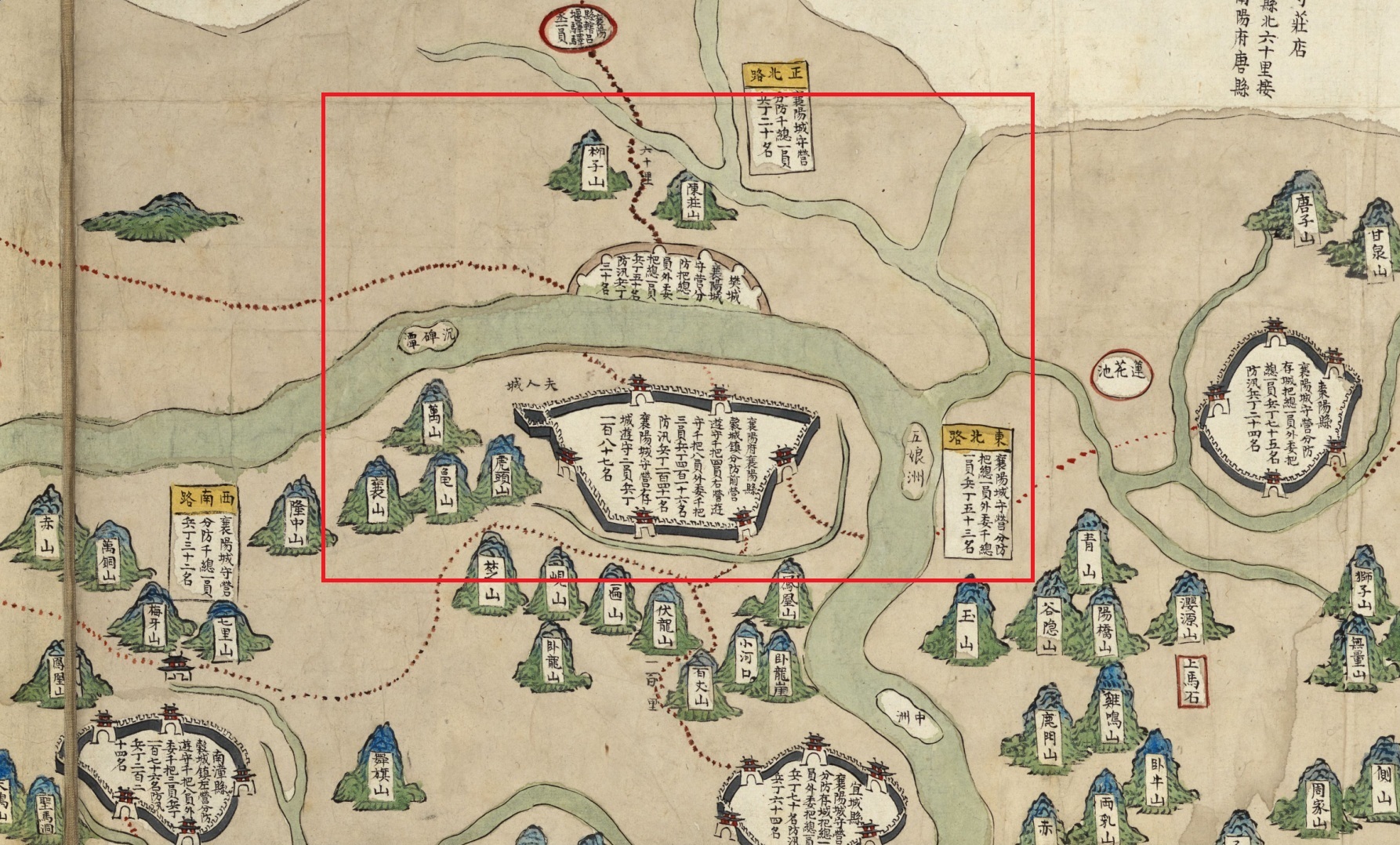 Xiangfan area in the painted map of Hubei in Qing Dynasty