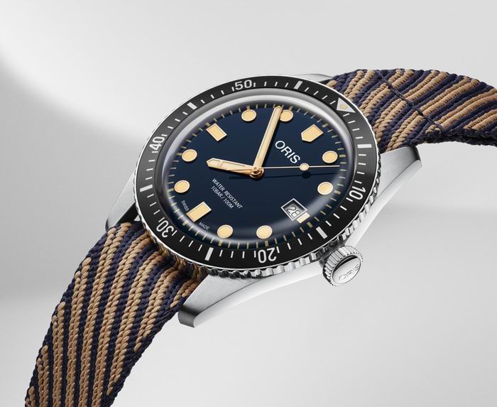 Oris 65 Reissue Diver Watch with recycled plastic strap.